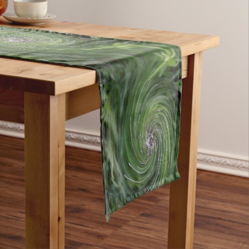 Cool Abstract Retro Chartreuse Green Floral Swirl Short Table Runner