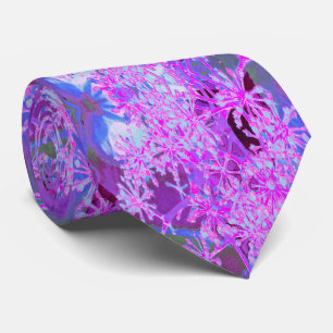 Cool Abstract Retro Nature in Hot Pink and Purple Neck Tie