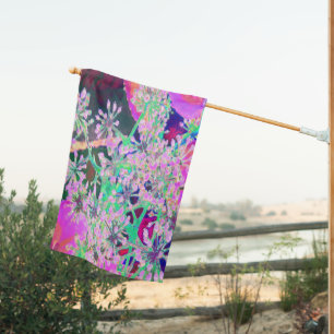 Cool Abstract Retro Nature in Pink and Lime Green House Flag