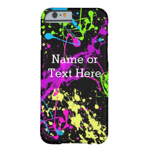 Cool Abstract Retro Rainbow Paint Splatter Black Barely There iPhone 6 Case