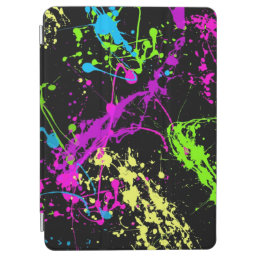 Cool Abstract Retro Rainbow Paint Splatter Black iPad Air Cover