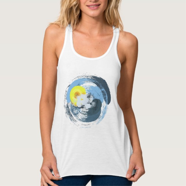 Cool Abstract Sun and Clouds Weather Art Tank Top (Front)