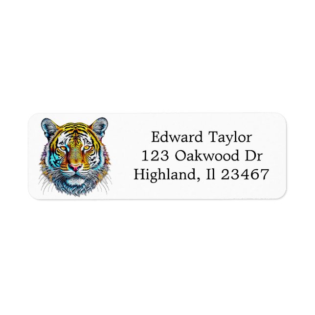 Cool Abstract Tiger Face Label (Front)