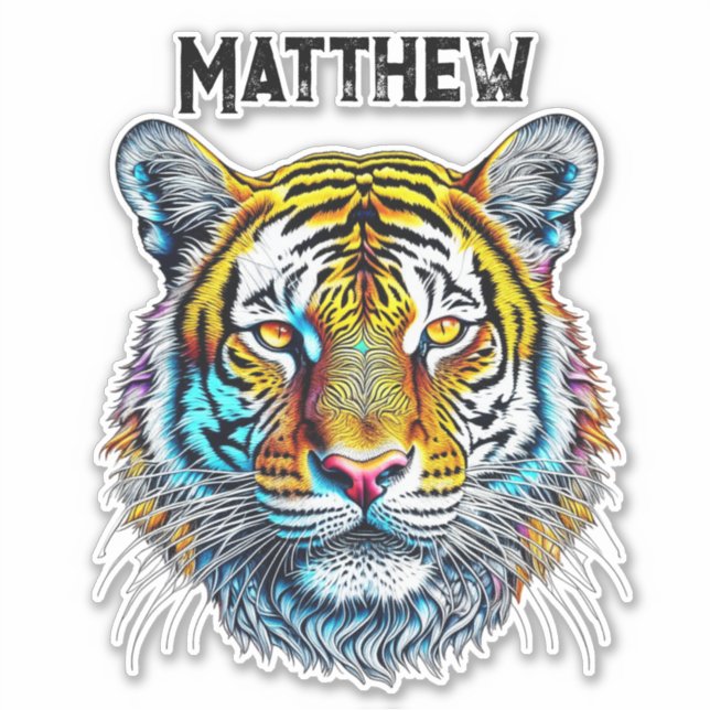 Cool Abstract Tiger Face Personalized Sticker (Front)