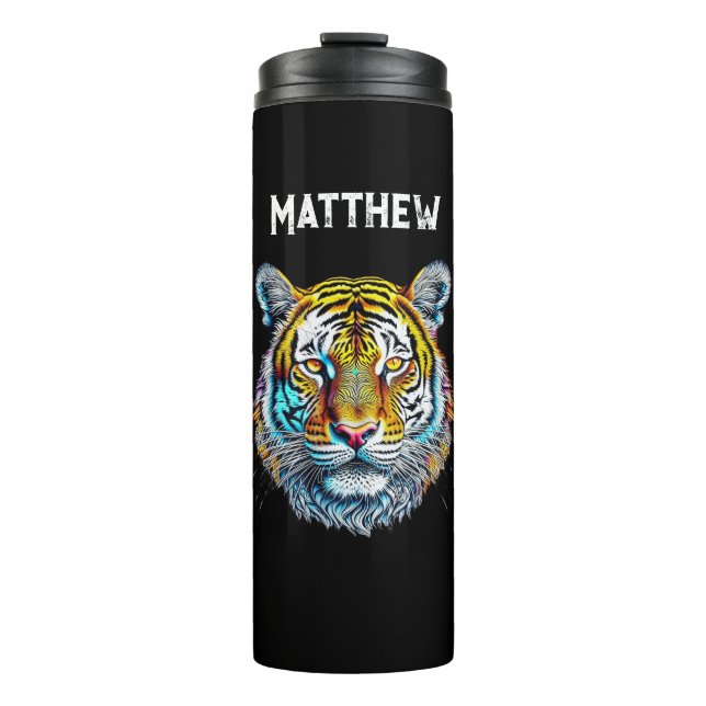 Cool Abstract Tiger Face Personalized Thermal Tumbler (Front)