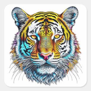 Cool Abstract Tiger Face Square Sticker