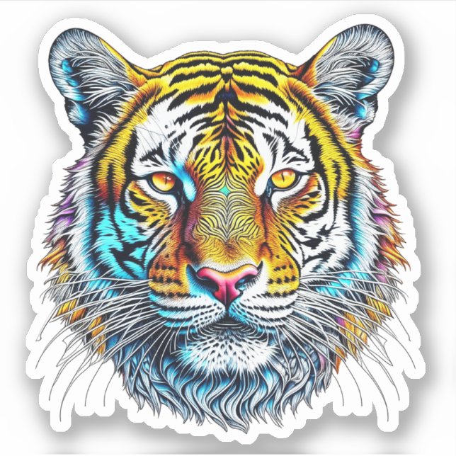 Cool Abstract Tiger Face Sticker (Front)