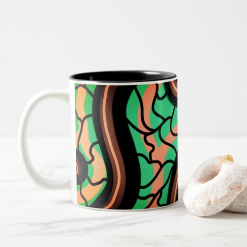 Cool abstract tree pattern stripes Two_Tone coffee mug