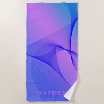 Cool Abstract Two Tone Wave Design Personalised Beach Towel by LouiseBDesigns at Zazzle