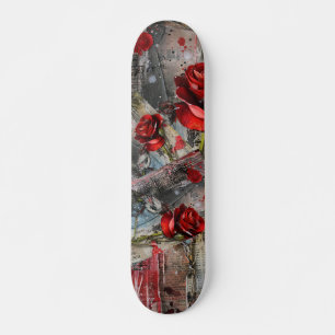 Cool Abstract Vintage Red Rose Skateboard