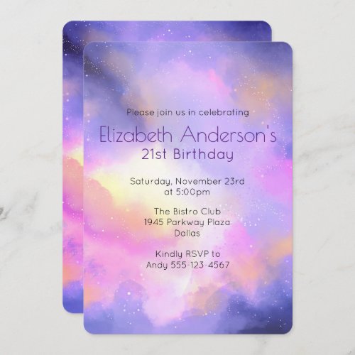 Cool Abstract Watercolor Birthday Invite