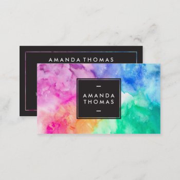 Cool Abstract Watercolor Chic Modern Makeup Artist Business Card by busied at Zazzle
