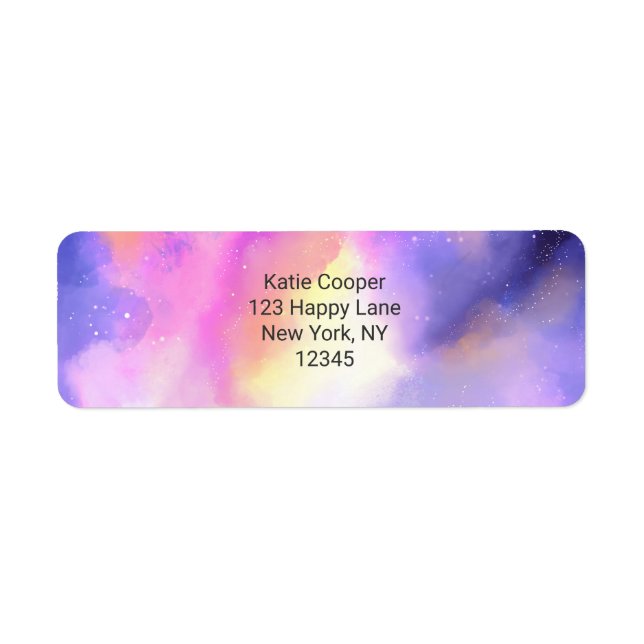 Cool Abstract Watercolor Cosmic Space Design Label (Front)