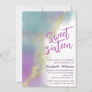 Cool Abstract watercolor ink gold  modern  Invitation