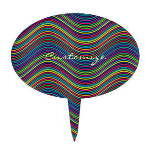 Cool Abstract Wavy line art Thunder_Cove Cake Topper