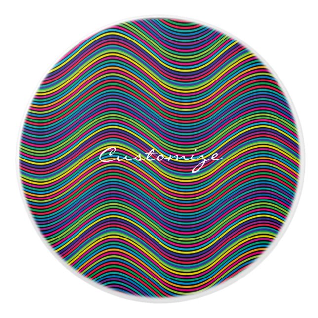 Cool Abstract Wavy line art Thunder_Cove Ceramic Knob (Front)