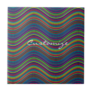 Cool Abstract Wavy line art Thunder_Cove Ceramic Tile