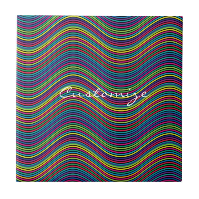 Cool Abstract Wavy line art Thunder_Cove Ceramic Tile (Front)