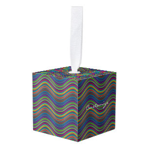 Cool Abstract Wavy line art Thunder_Cove Cube Ornament
