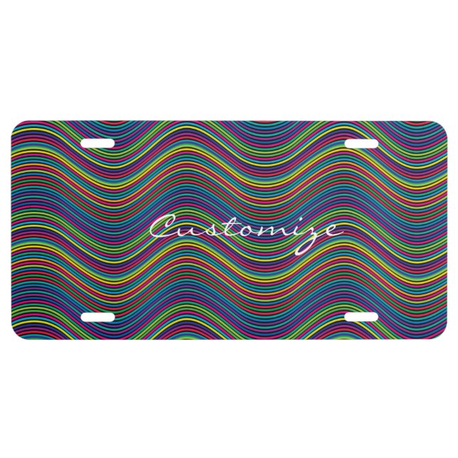 Cool Abstract Wavy line art Thunder_Cove License Plate (Front)
