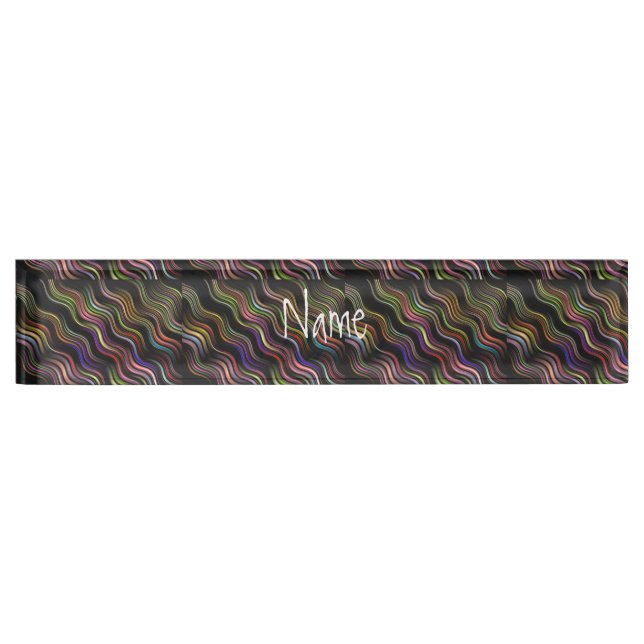 Cool Abstract Wavy lines art Thunder_Cove Desk Name Plate (Front)