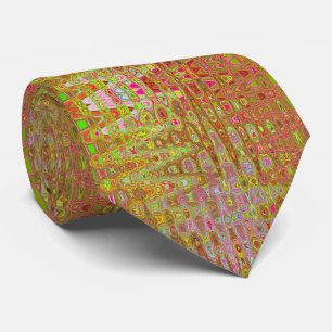 Cool Abstract Yellow and Gold Atomic Retro Zigzags Neck Tie