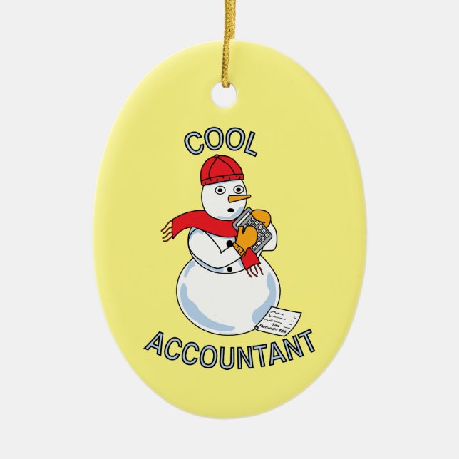 Cool Accountant Snowman Ceramic Ornament (Front)