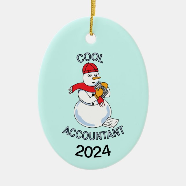 Cool Accountant Snowman Ceramic Ornament (Front)