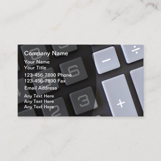Cool Accountant Theme Business Cards (Front)