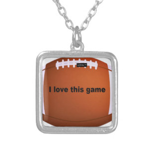 Cool Achempong I Love American Football: Bold Text Silver Plated Necklace