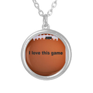 Cool Achempong I Love American Football: Bold Text Silver Plated Necklace