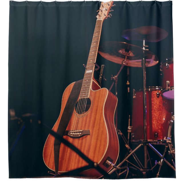 Cool Acoustic Guitar Shower Curtain (Front)
