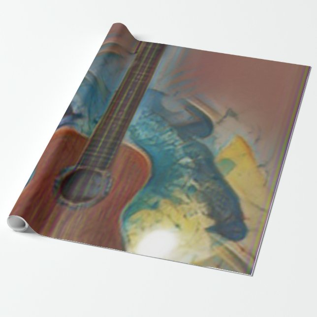 Cool Acoustic Guitar Wrapping Paper (Unrolled)