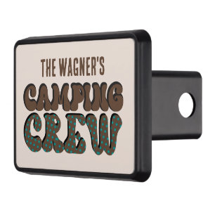 Cool add Family name camping word art crew Hitch Cover