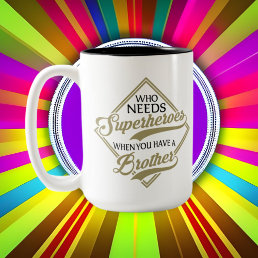 Cool add monogram big Brother Superhero Two-Tone Coffee Mug