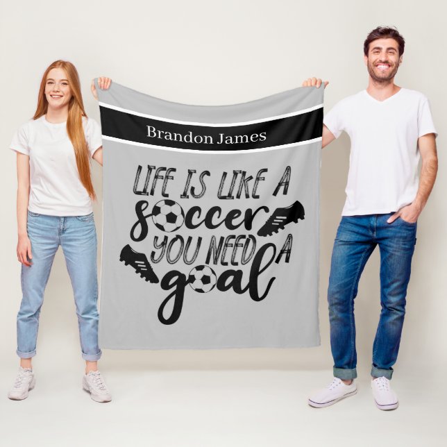 cool add name soccer sports fleece blanket (In Situ)