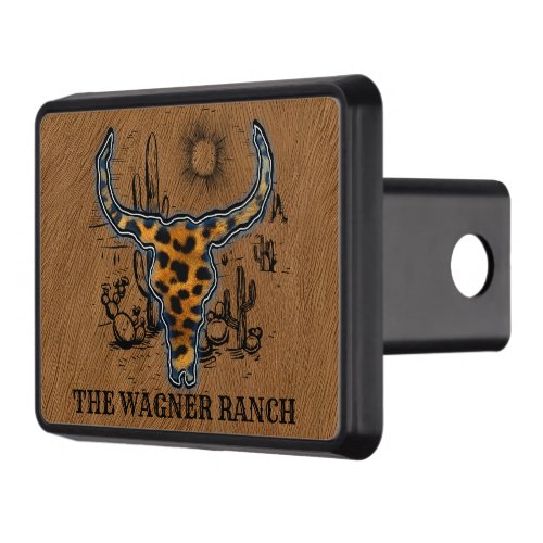 cool add Ranch name faux rawhide cow skull Hitch Cover