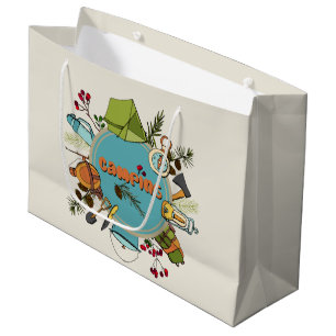 cool add text camping party large gift bag