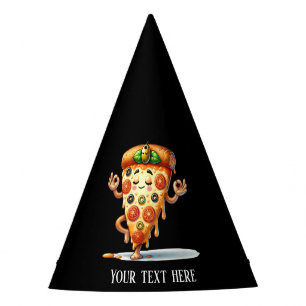 Cool add text yoga pizza party hat