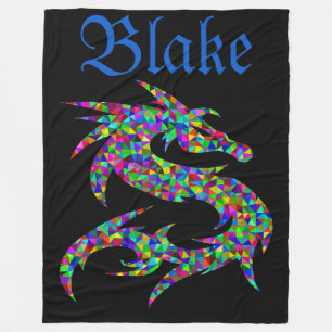 Cool Add-Your-Name Colorful, Playful Dragon Fleece Blanket