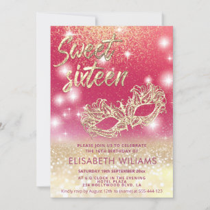 Cool Adorable Masquerade charming  glittery ombre  Invitation