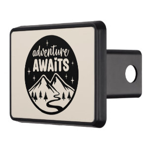 Cool adventure awaits word art hitch cover