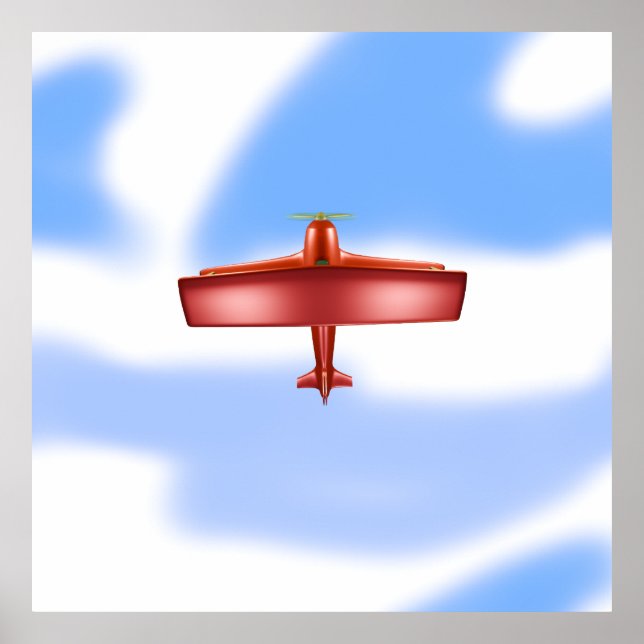 Cool Adventurous Flying Red Biplane Uproar Poster (Front)