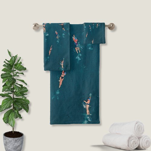 Cool Aerial Photo of Swimmers  Bath Towel Set