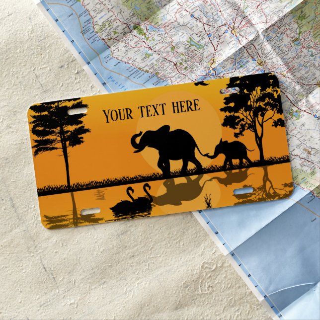 Cool Africa lovers add text elephant License Plate (In Situ)