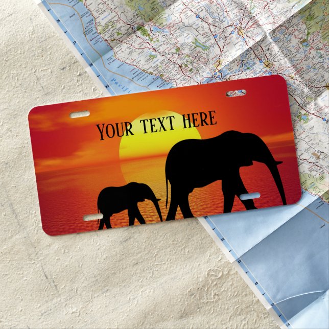 Cool Africa lovers add text elephant  License Plate (In Situ)