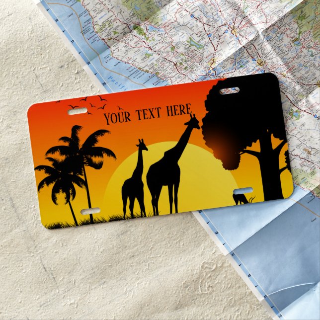 Cool Africa lovers add text giraffe License Plate (In Situ)