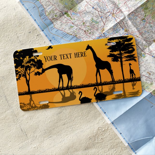 Cool Africa lovers add text giraffe License Plate (In Situ)