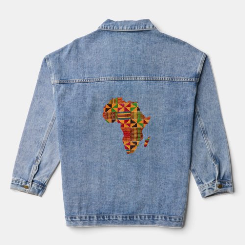 Cool Africa Map Kente Cloth  For Men Women African Denim Jacket