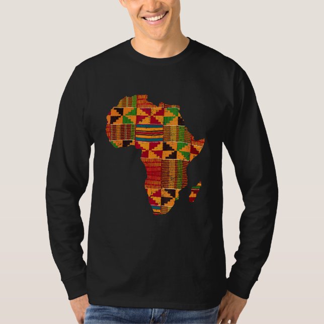 Cool Africa Map Kente Cloth  For Men Women African T-Shirt (Front)